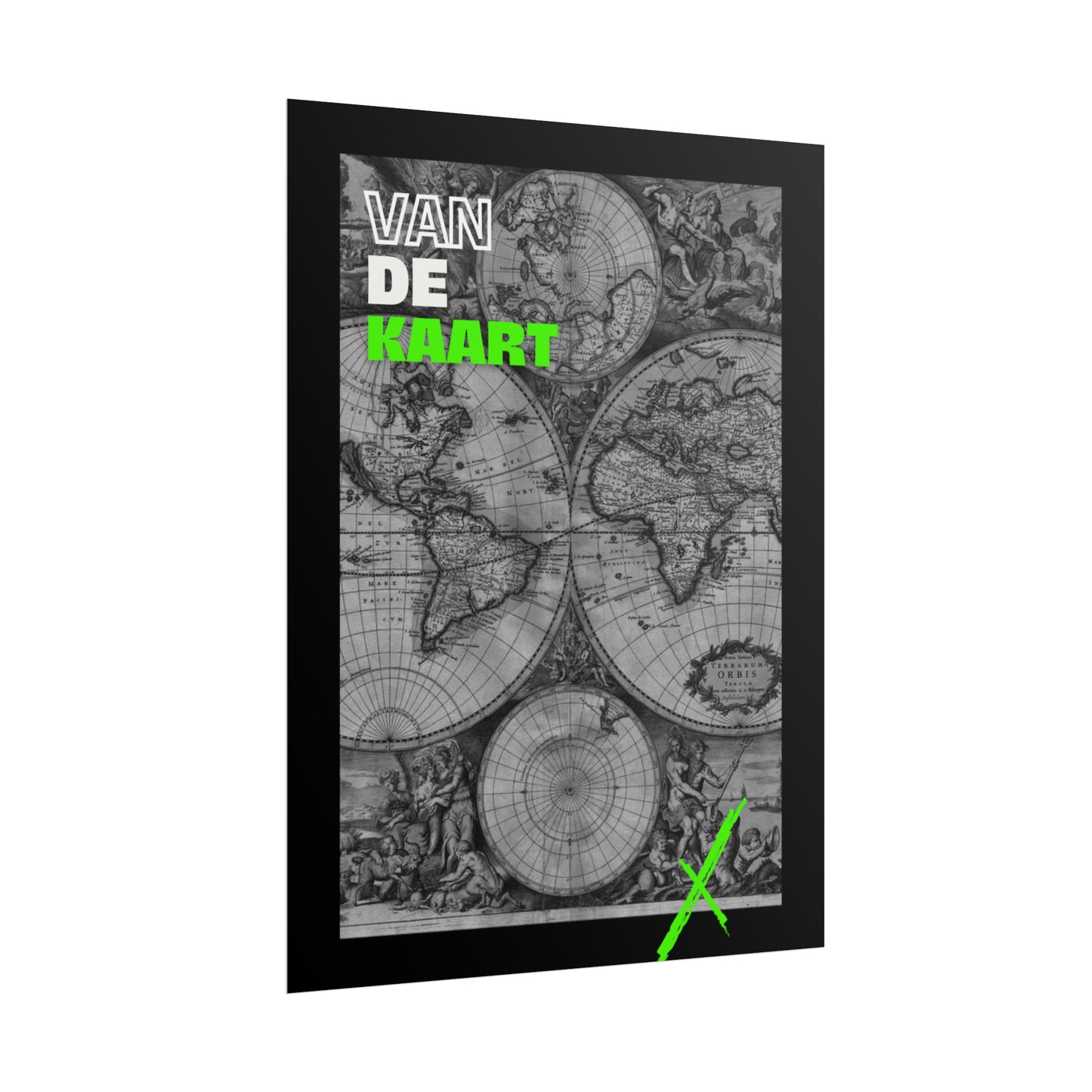 Van de kaart (zwart/groen) - Poster