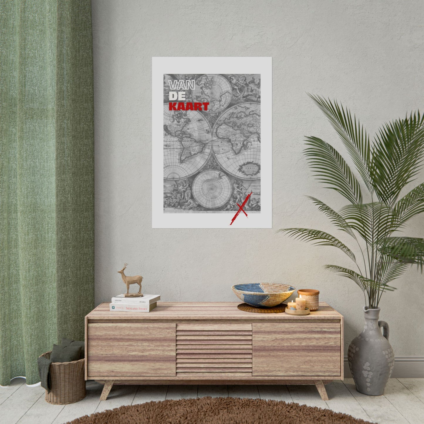 Van de kaart (wit/rood) - Poster