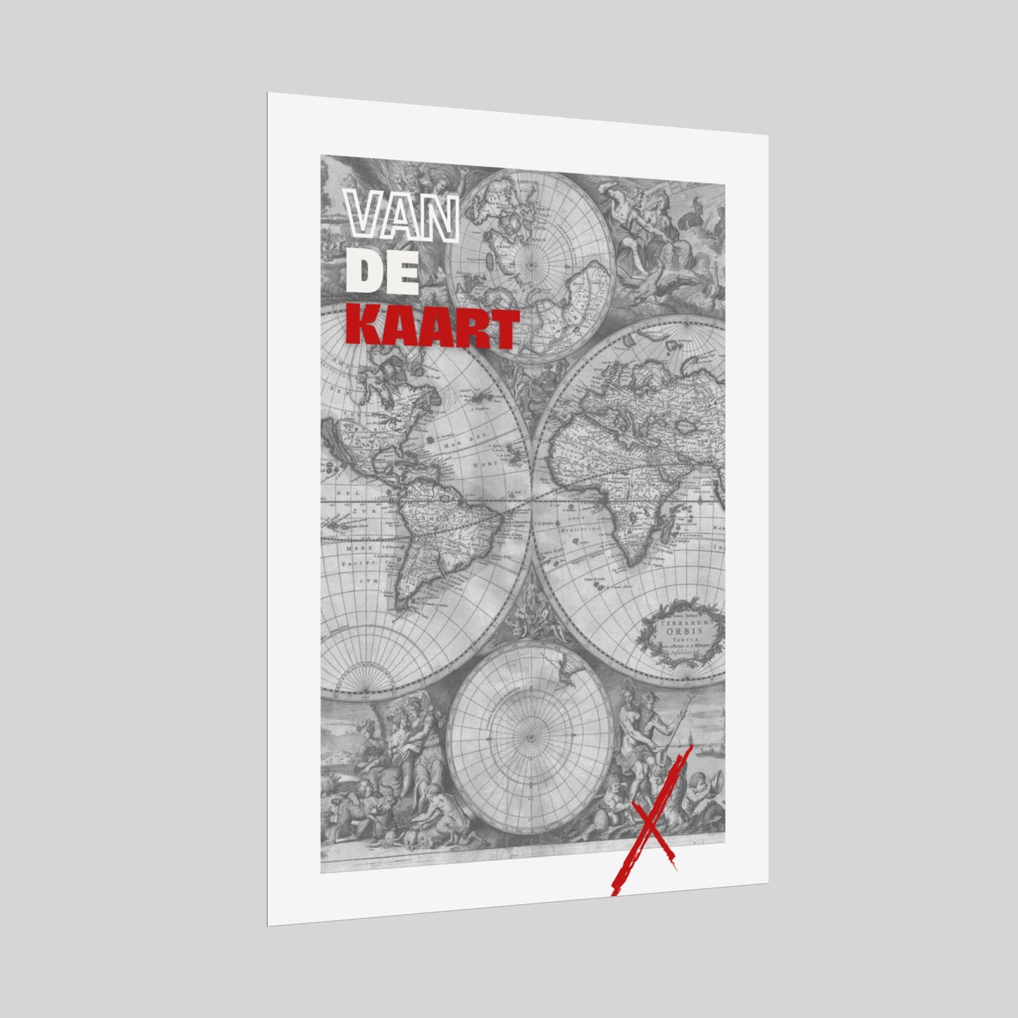 Van de kaart (wit/rood) - Poster