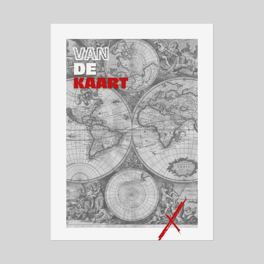 Van de kaart (wit/rood) - Poster