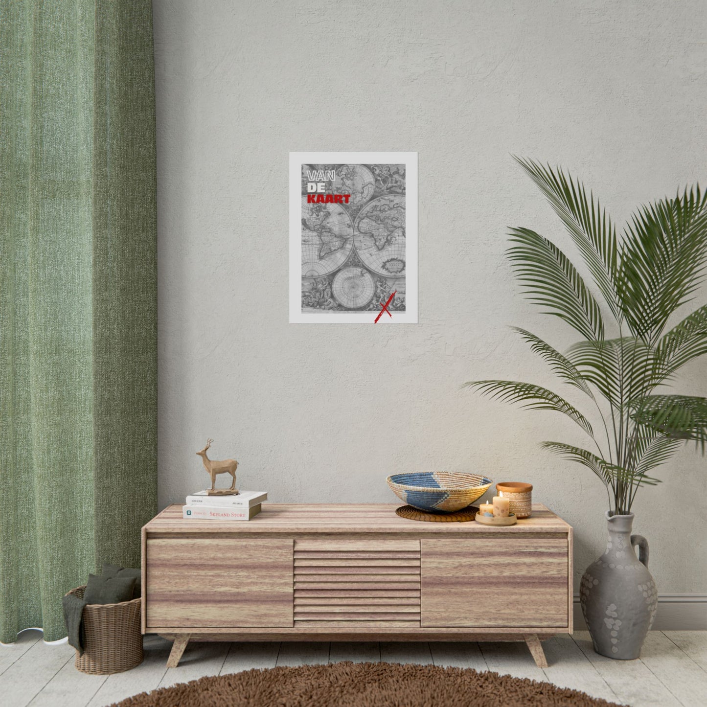 Van de kaart (wit/rood) - Poster
