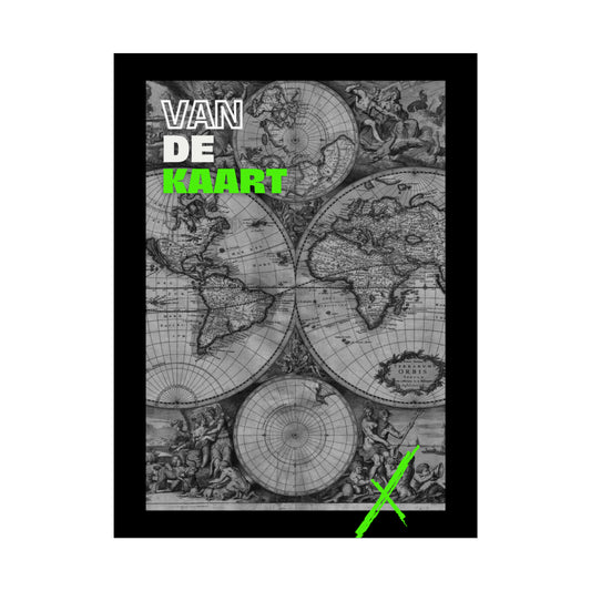 Van de kaart (zwart/groen) - Poster