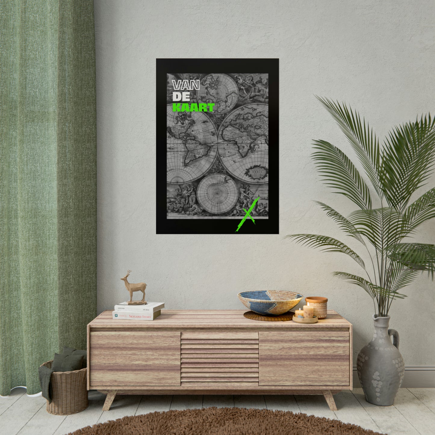 Van de kaart (zwart/groen) - Poster